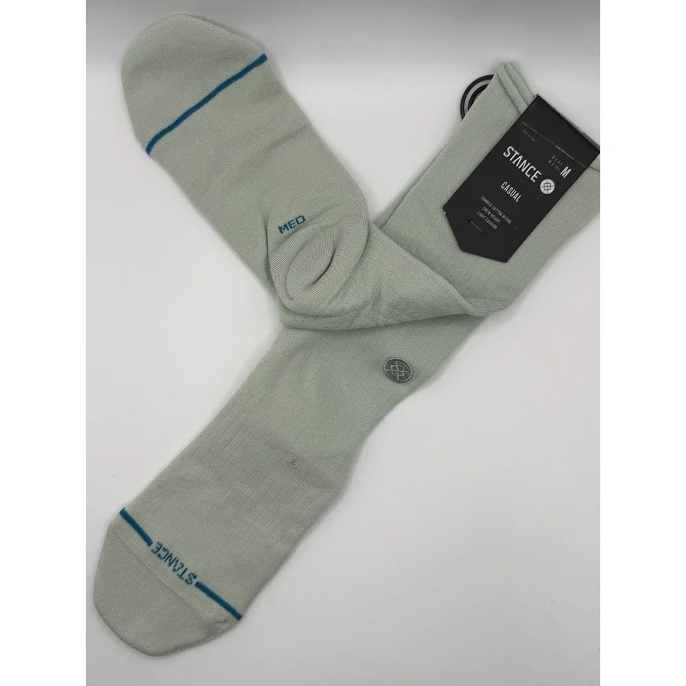 Stance Rolled Solid Crew Socks Pale Blue Womens Medium NWT W546C25ROL-PAB